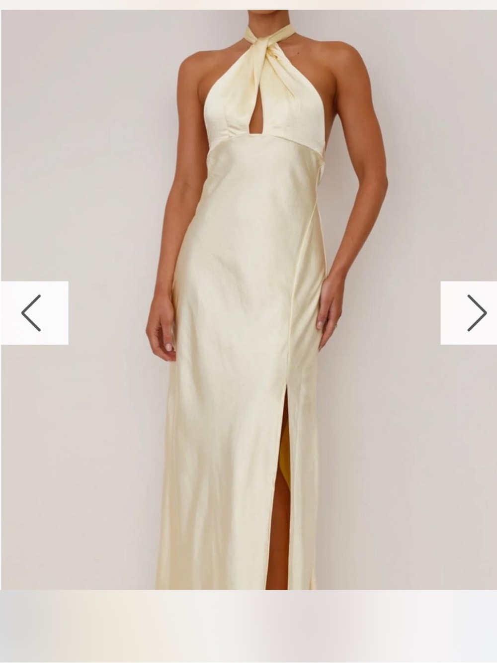 Strapless Cream Twist-Halter Maxi Dress